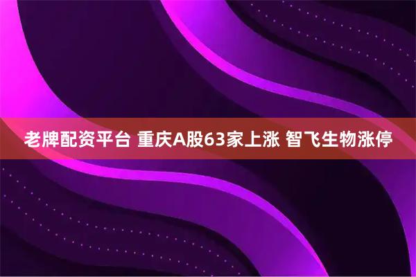 老牌配资平台 重庆A股63家上涨 智飞生物涨停